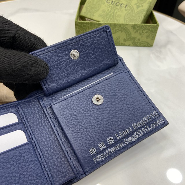 Gucci專櫃古馳最新款Gucci標識雙折錢包男士短夾錢包 jh2489型號：771153